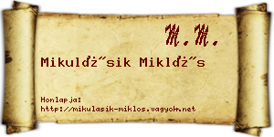 Mikulásik Miklós névjegykártya